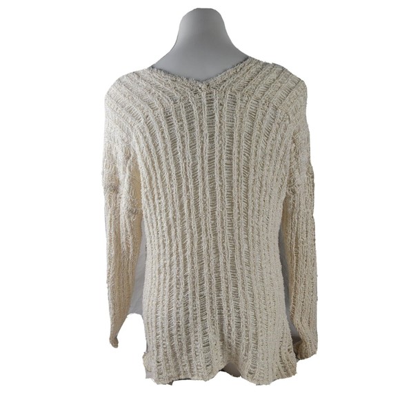 ASTR The Label White Crochet Knit V-Neck Sweater Woman's Size M Medium - Picture 4 of 9
